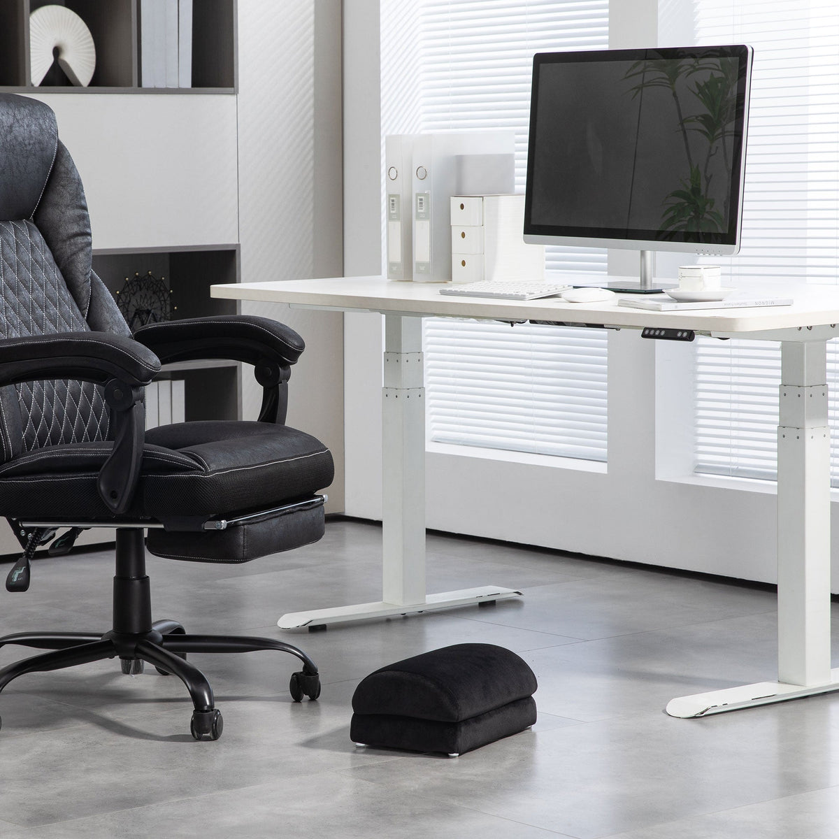 Footrest Desk Footrest, Anti-Slip Pad, Home Office, Velvet Black