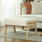Stool, soft seat cushion, wooden legs, corduroy look cream white