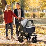 Dog Buggy, Foldable Pneumatic Tires, up to 25 kg, Red/Grey