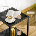 Side Table, 2-Tier Coffee Table, 40 x 40 x 50 cm, Tempered Glass Steel, Black