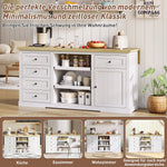 Sideboard/Kitchen Island/Bar Cabinet 5 Drawers 2 Shelves Extension Panel Sockets, White