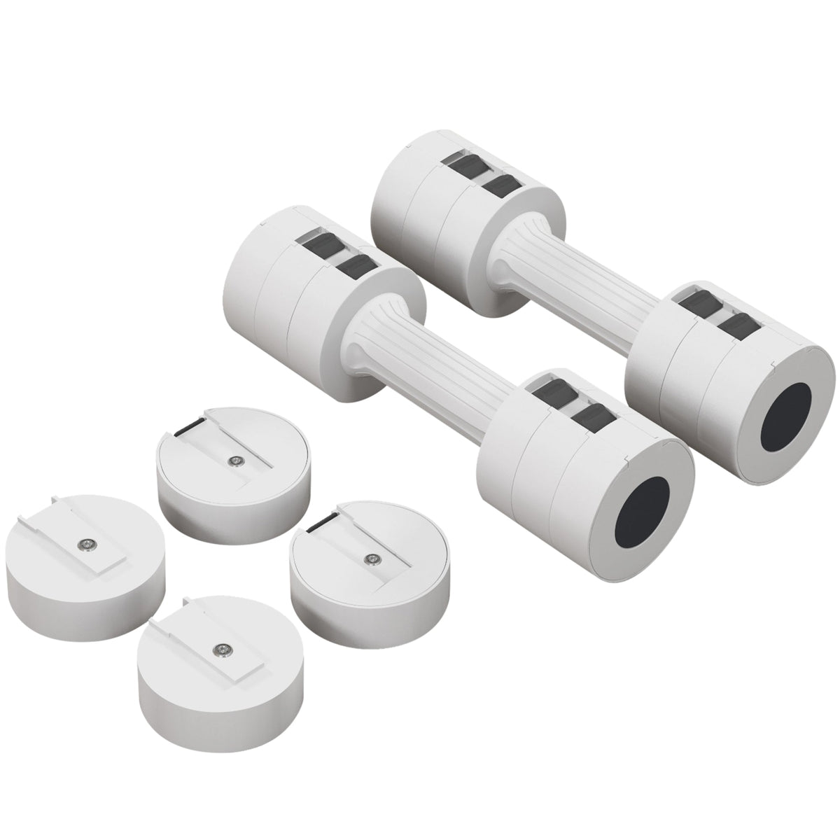 Dumbbells, Adjustable Weight, Plastic White