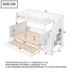 Children's Bunk Bed 90x200/140x200cm Safety Stairs Rollaway Bed Slatted Base, Solid Wood White