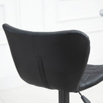 Bar Stool Set of 2, Retro Design 360° Swivel Height Adjustable, Black Leather