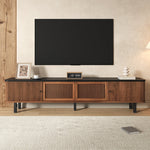 Modern Low TV Cabinet 190cm with Sliding & Mesh Doors
