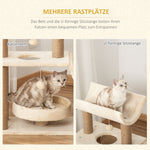 Cat Tree, with Toys and Cat Bed, 60x30x76 cm, Natural