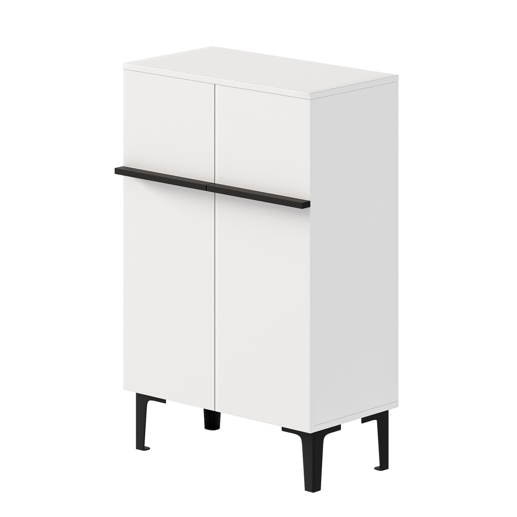 Shoe Cabinet Modern Double Doors Adjustable Shelves 95x60x34.5cm - White