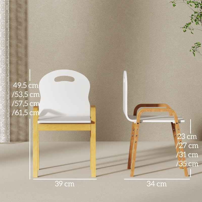 Children's Chair Set Wooden Non-Slip Height Adjustable, White