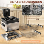 Deep Fryer, 5L, Adjustable Temp & Timer, Stainless Steel Silver
