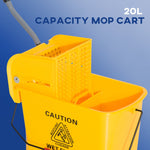 Cleaning Bucket Cart 20 Liter Mop 2 Chambers Yellow