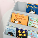 Children's Bookcase, 3 Shelves 2 Open Compartments, Grey