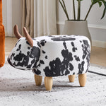 Universal Pet Footstool, Non-Slip Shoe Changing Stool with Solid Wood Legs, Black and White