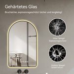 Arched LED Bathroom Mirror 60x120cm, Anti-Fog, Dimmable, Temp Display, Black Frame