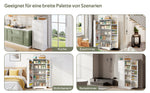 Multifunctional Kitchen Cabinet with LED Sensor Light and Adjustable Shelves, White