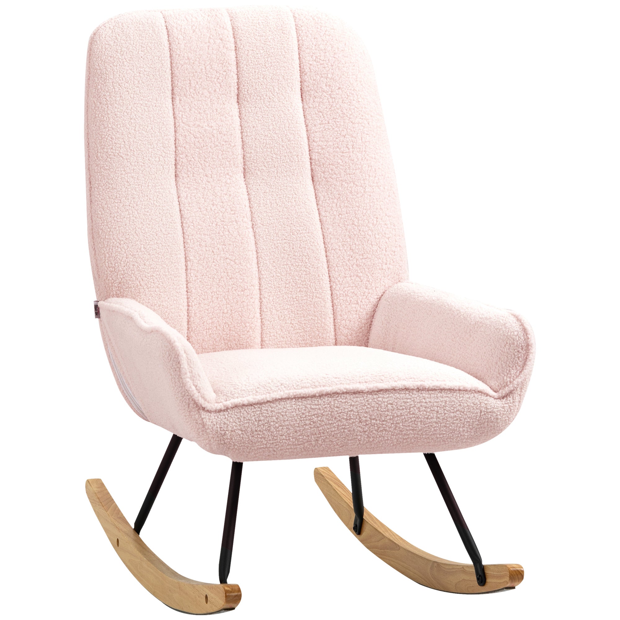 Rocking Chair Padded Relaxing Chair with Sherpa Fleece, Pink