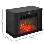 Electric Fireplace, Realistic Flame, Modern Look, Black