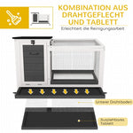 Rabbit Hutch, Free-Range Enclosure with Wheels, Folding Roof, Wooden Dark Grey