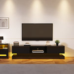 TV Stand 160cm LED Lighting 2 Drawers App Control Anti-Tip High-Gloss Black