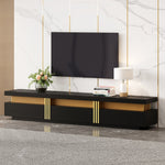 Lowboard TV Cabinet, Modern Marble Look with 3 Drawers, for up to 90-inch TVs