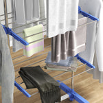 Clothes Dryer Tower, 3 Levels, Foldable, Steel Blue