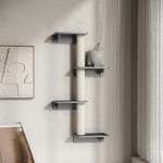 Wall-Mounted Cat Scratching Post with Climbing Wall, Wood in Light Grey Beige