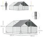 XXL Chicken Coop Run Shaded Roof Lock for 8-12 Poultry, Steel 3x4x2m