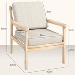 Armchair Lounge Chair, Padded, Removable Cushions, Wooden Legs, Beige