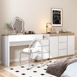 Desk and Dressing Table with 5 Storage Drawers, White and Oak