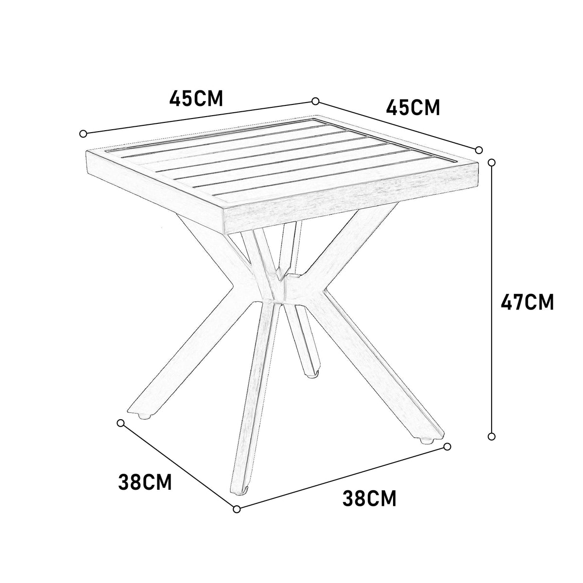 Outdoor Aluminum Square Side Table End Table for Patio, Backyard, Pool, Indoor, Dark Gray