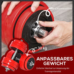 Dumbbell Set 2-IN-1 Adjustable Barbell 20/30KGS - Red/Black