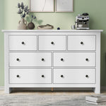 Dining Cabinet, Modern Minimalist 7-Drawer Buffet, White