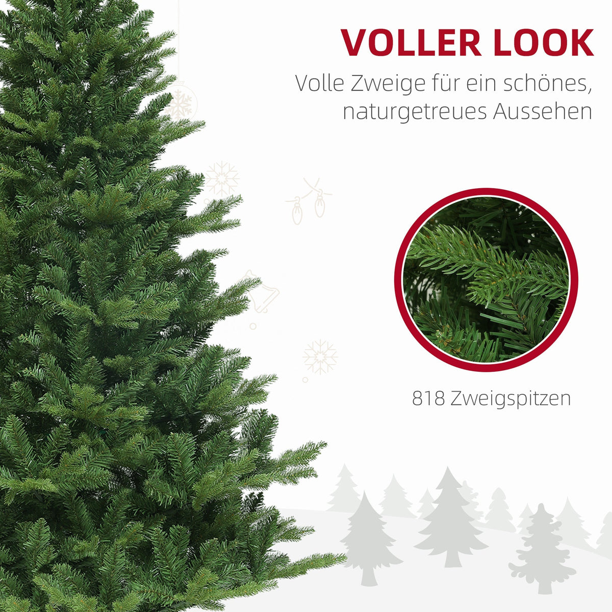 Artificial Christmas Tree, 180cm, 818 Tips, Folding System, Green