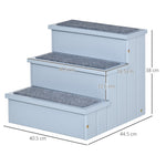 Pet Stairs Dog Stairs 3 Steps Carpet Storage, Grey