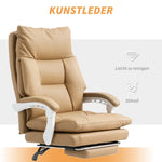 Office Chair, Ergonomic Desk with Lumbar Support, Foldable Armrest, Footrest, Light Brown