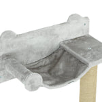 Cat Climbing Wall, 5-Piece, Hammock, Jumping Platform, Light Gray Polyester