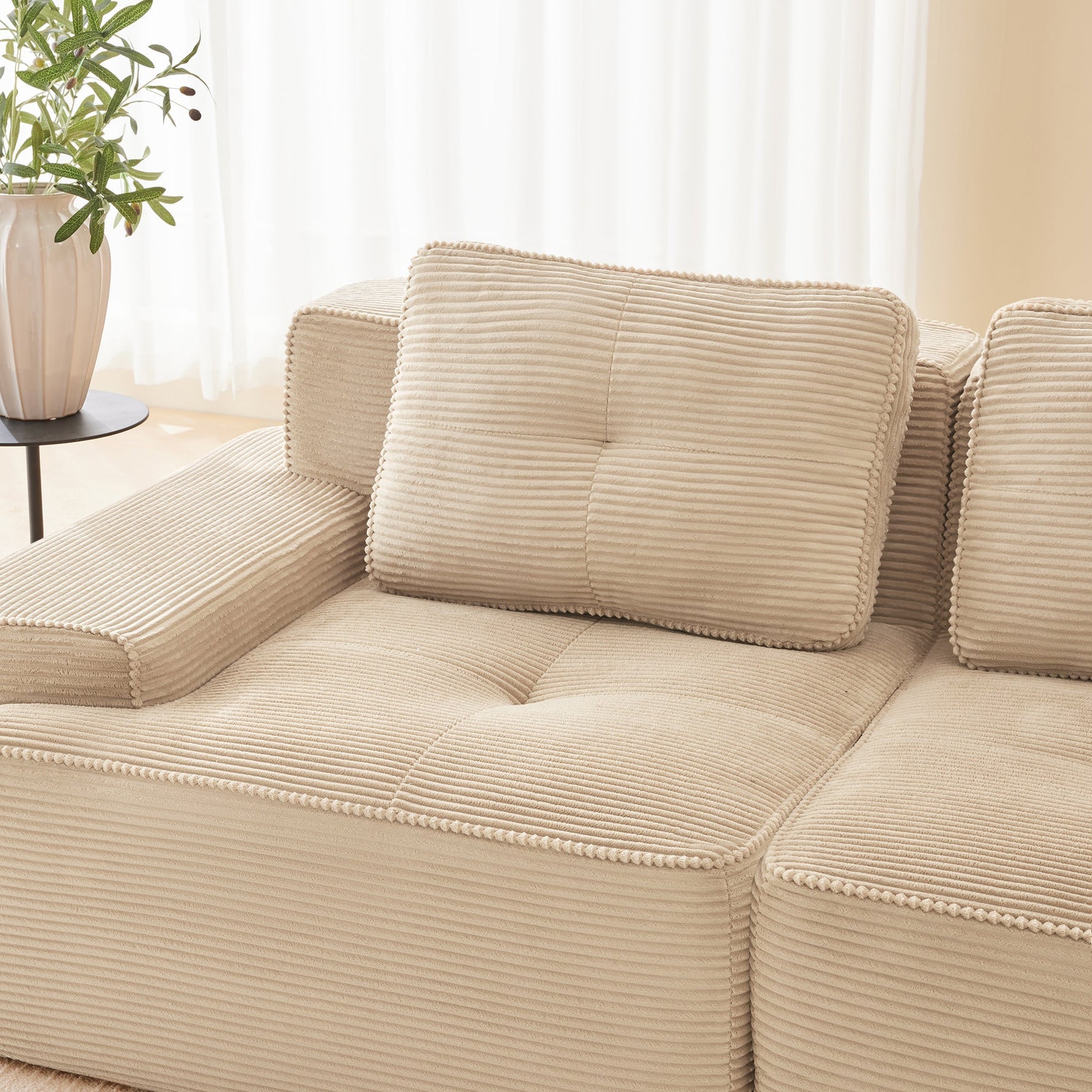 Boneless Modular Sofa Deep Seat Sleeper - Corduroy Beige