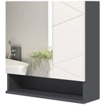 kleankin Mirror Cabinet, Adjustable Shelf, Anti-Fog, Gray