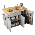 Mobile Kitchen Table Folding Top Storage Wheels - Oak Grain