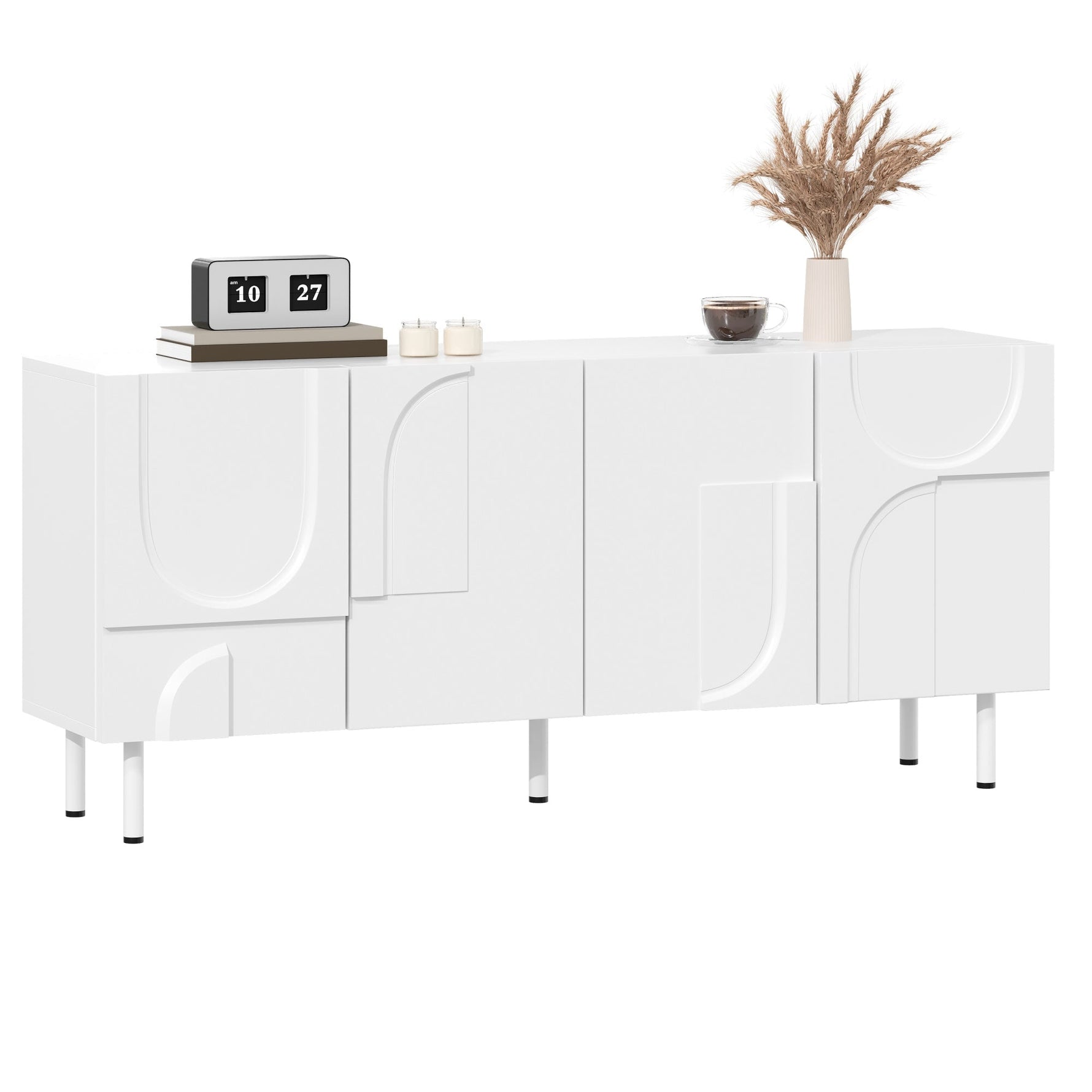 Geometric Sideboard with Irregular Curves Multi-Storage - White