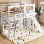Bunk Bed Children's Slide Wardrobe Storage 90x200cm, Pine/White