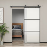 Sliding Door, Frosted Glass Soft-Close Track System, Steel Black