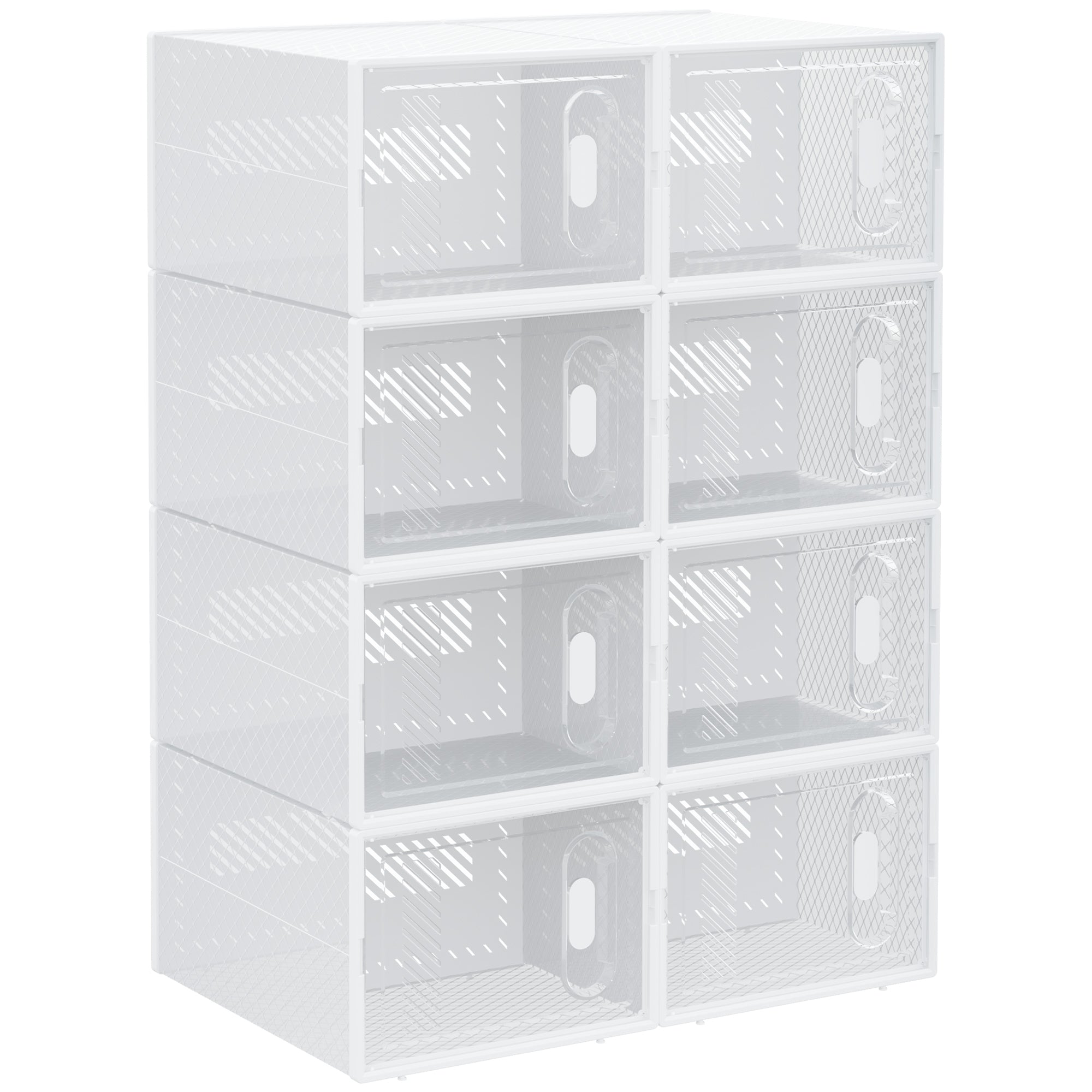 Shoe Cabinet Modular 8 Compartments Transparent Plastic