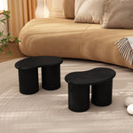 Irregular Bench Coffee Table, 2 Small Stools 16x42x24.5cm, Black