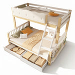 Children's Bunk Bed 90x200/140x200 with Drawers, White & Oak