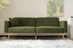 Sofa Bed Adjustable Angle, Gold Legs, Storage Pockets and Cushions