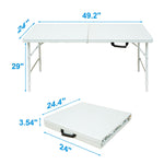 Folding Table 125cm - Adjustable Height, Compact, White