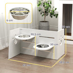 Elevated Dog Bowl, 3-Level Adjustable, 2 Stainless Steel Bowls, White