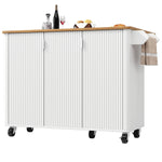 Kitchen Island Trolley Extendable on Wheels Buffet Storage Adjustable Dividers 3 Doors White/Black