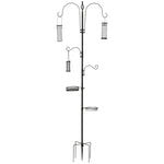 Bird Feeding Station, 208 cm 4 Hooks Bird Bath, Steel, Black