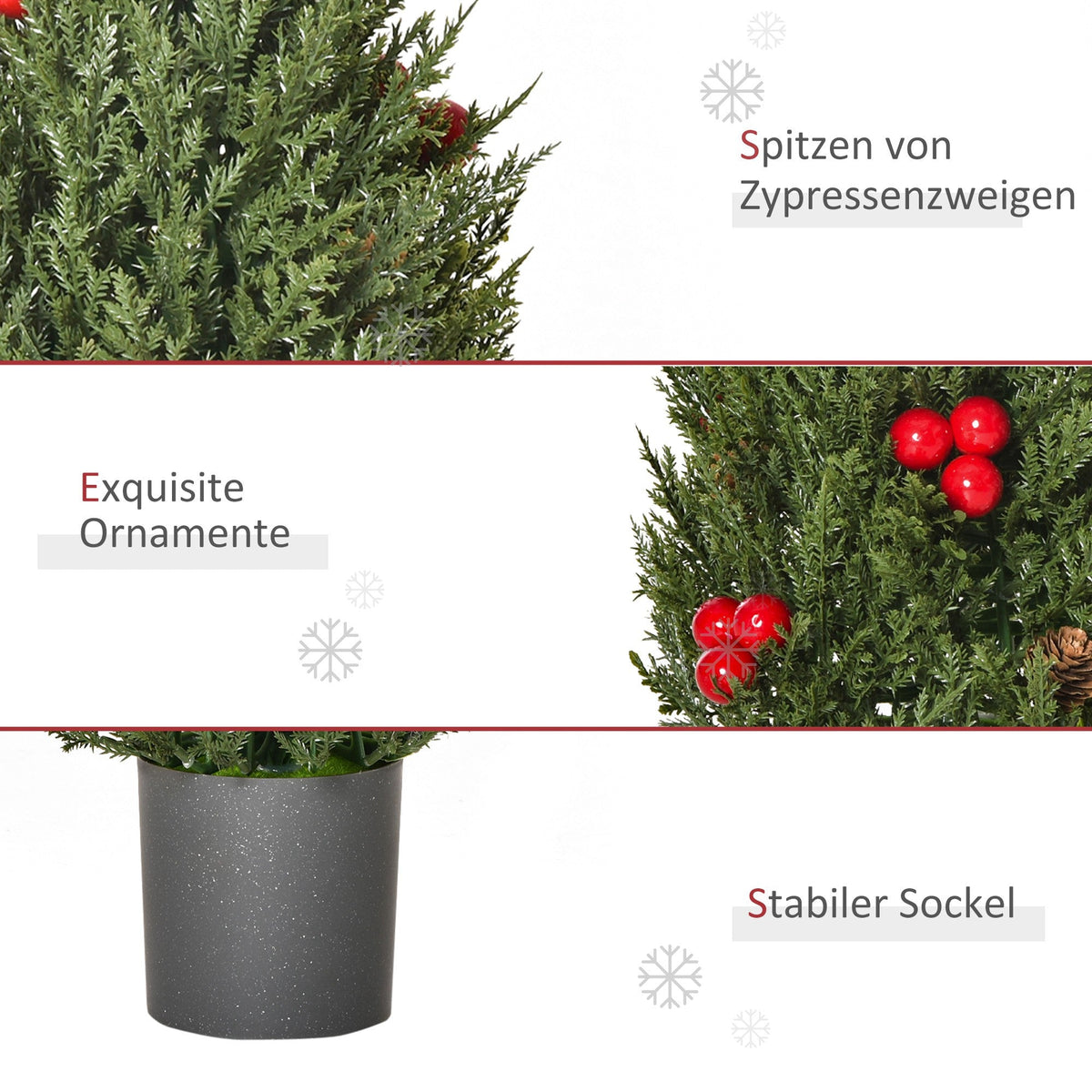 Christmas Tree 50 cm, Berries and Pine Cones, Green PVC PE